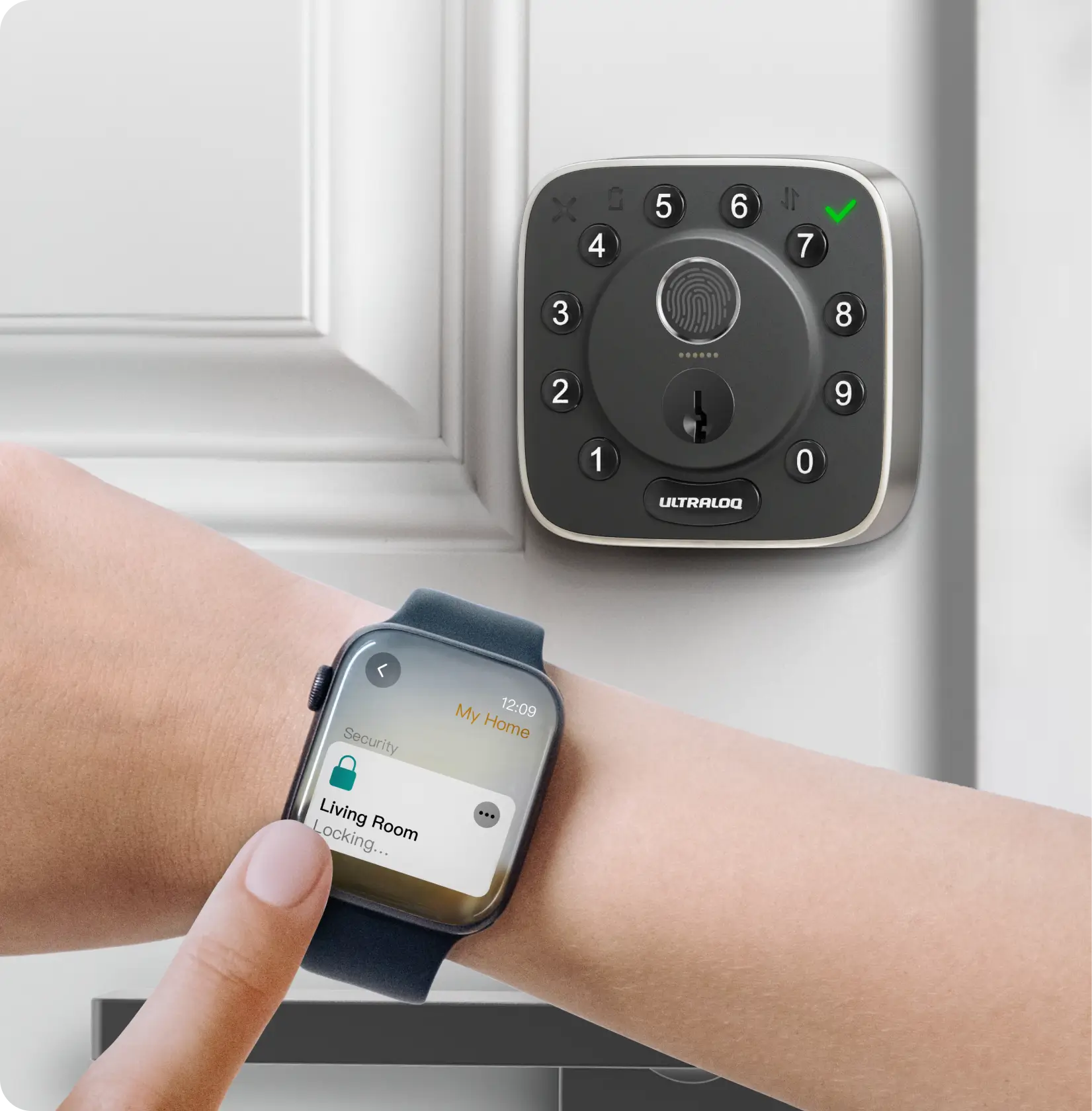 ULTRALOQ Bolt Pro smart lock unlocked with Apple Watch