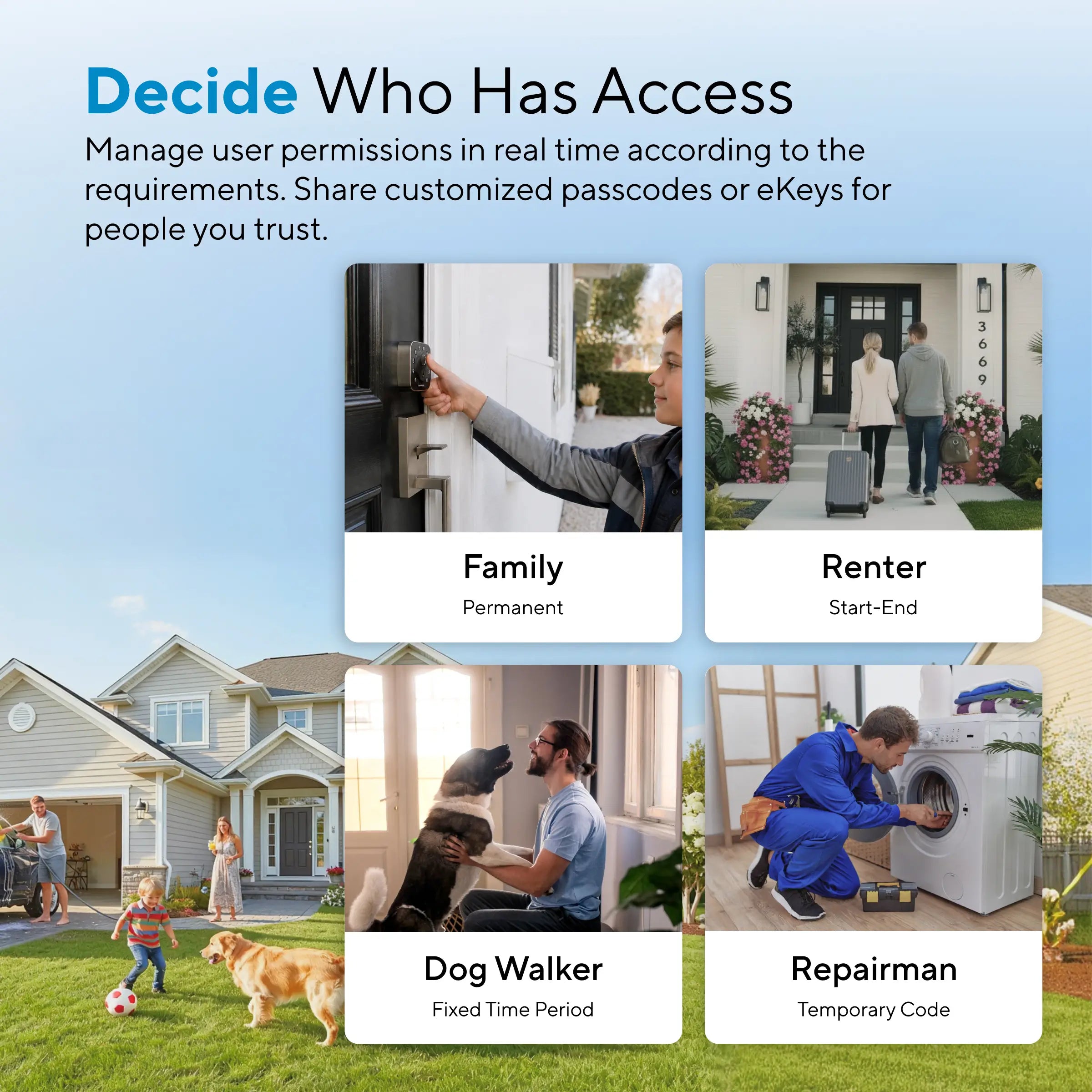 ULTRALOQ Bolt Pro smart lock with customizable access permissions for family, renters and guests