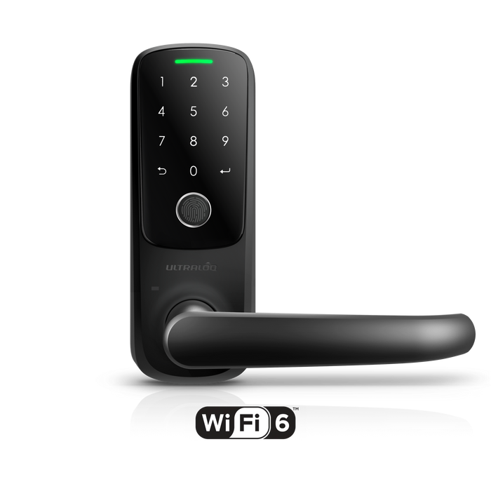 ULTRALOQ Latch 5 Fingerprint Wi-Fi 6 smart lever lock in matte black