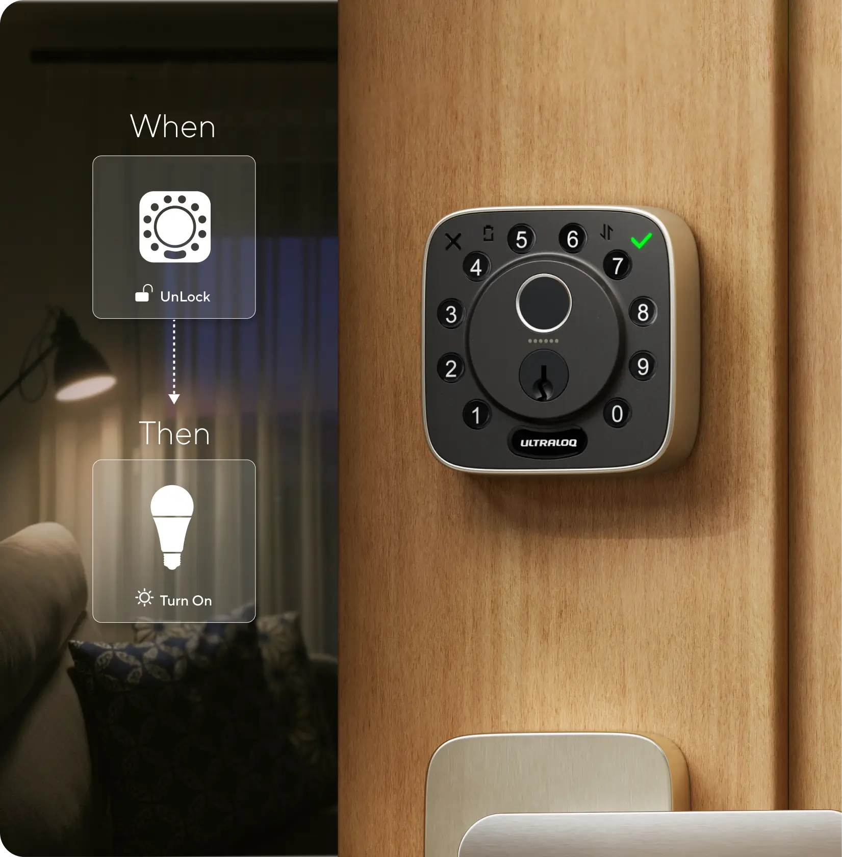 ULTRALOQ Bolt Pro smart lock with smart home automation triggered by door unlock